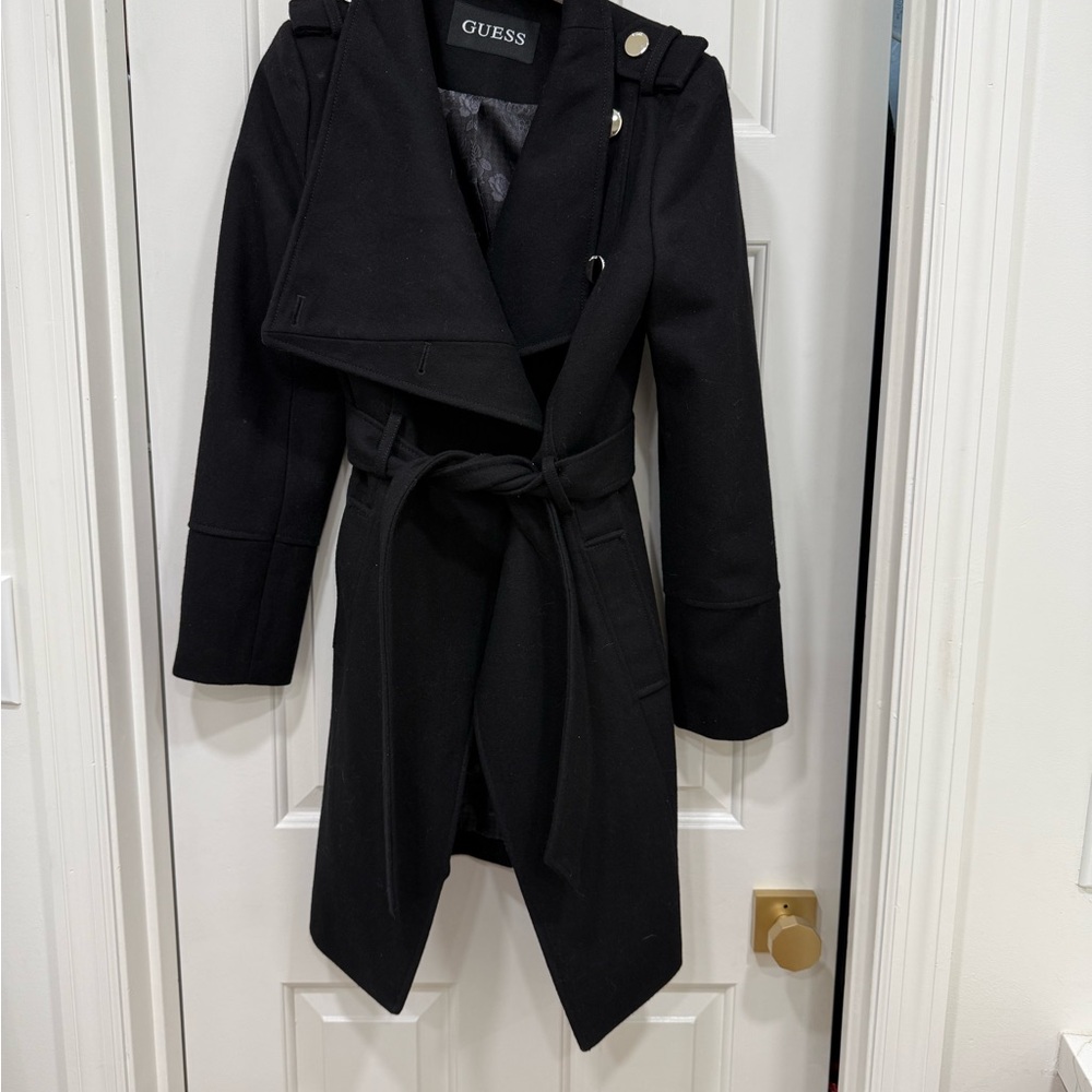Guess Women's Classic Black Trench Coat